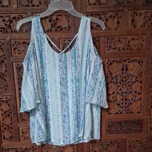 New Without Tag Apt. 9 Blue and White Cut Out Blouse
